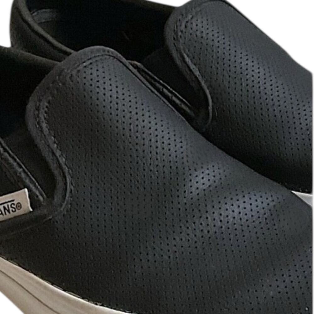 Vans Sneakers Men 5.5/Women 7 Black Off The Wall Perforated Leather Travel Shoes - Picture 12 of 13